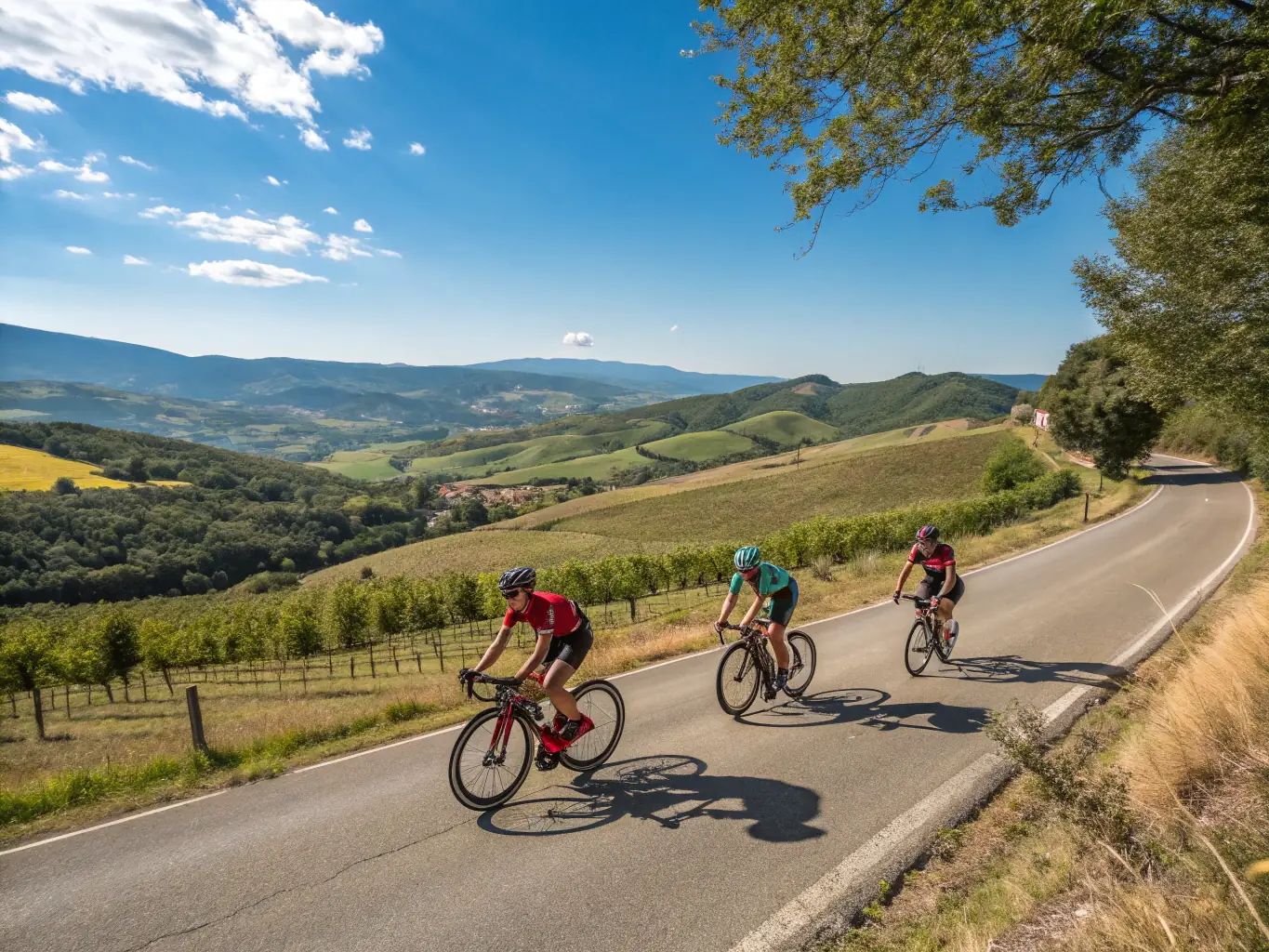 A vibrant photograph capturing cyclists of all ages participating in the L'ETAPE SANFLORAINE event, showcasing the spirit of community and healthy activity.